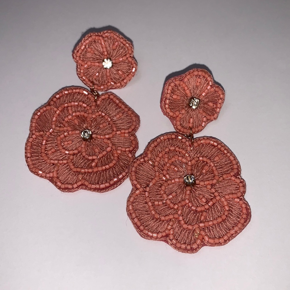 Pink Floral Beaded Earrings